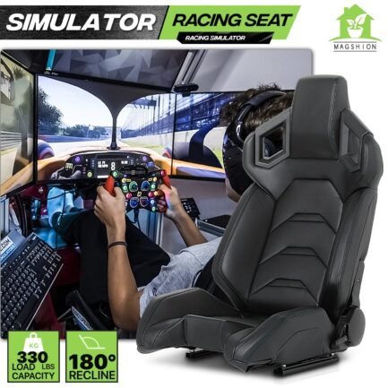 magshion ergonomic racing seat, racing simulator game seat with adjustable slide, leather racing seat for racing simulator cockpit, black magshion ergonomic racing seat, racing simulator game seat with adjustable slide, leather racing seat for racing simulator cockpit, black