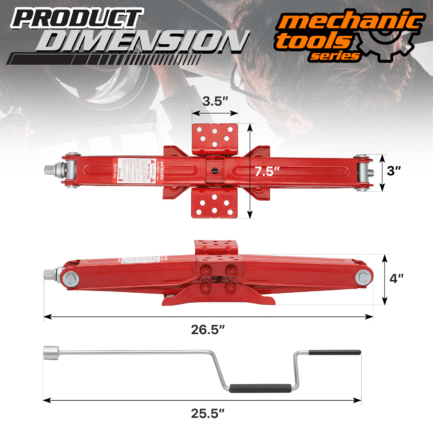 m auto set of 2 scissor jack, 2.5 ton 5000lbs heavy duty car jack tire repair tools kit, rv trailer stabilizer leveling scissor jacks with handle, red m auto set of 2 scissor jack, 2.5 ton 5000lbs heavy duty car jack tire repair tools kit, rv trailer stabilizer leveling scissor jacks with handle, red