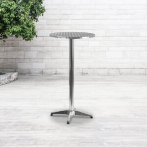 Store flash furniture 23.25″ round aluminum indoor outdoor bar height table with flip up table