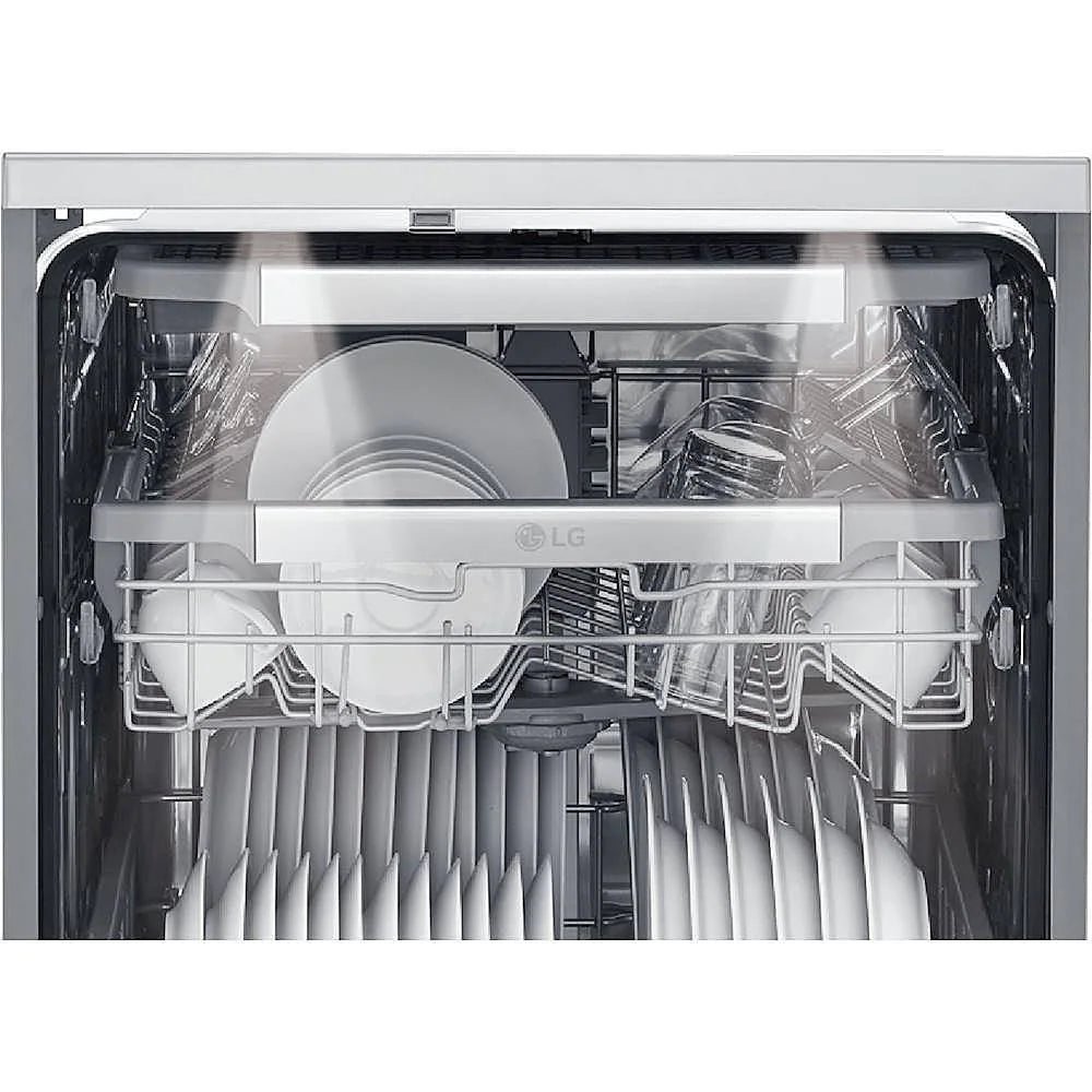 lg – signature top control built in dishwasher with stainless steel tub, truesteam, 3rd rack, 38dba – textured steel