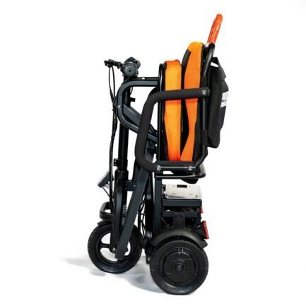 featherchair ezfold lightweight electric power folding scooter, black and orange featherchair ezfold lightweight electric power folding scooter, black and orange