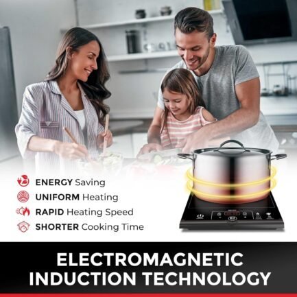 rapidtherm portable induction cooktop hot plate countertop burner 1800w, 8 temp levels, timer, auto shut off, touch panel, led display, auto pot detection, child safety lock, 4 preset programs rapidtherm portable induction cooktop hot plate countertop burner 1800w, 8 temp levels, timer, auto shut off, touch panel, led display, auto pot detection, child safety lock, 4 preset programs