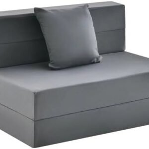 asdrfyu 6 inch folding sofa bed couch with pillow tri fold mattress with high density foam foldable floor couch with headrest portable guest bed with zippered & washable cover gre