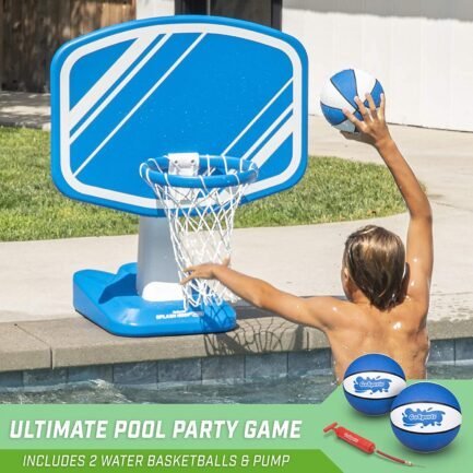 gosports splash hoop swimming pool basketball game�� includes poolside water basketball hoop�� 2 balls and pump gosports splash hoop swimming pool basketball game�� includes poolside water basketball hoop�� 2 balls and pump