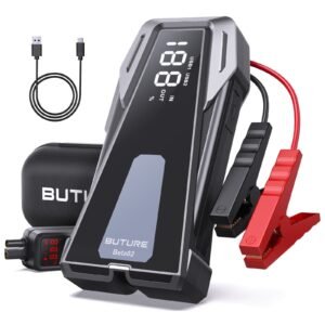 buture car jump starter booster 2500a powerful safe portable car battery jump starter charger with large display lighting charging function