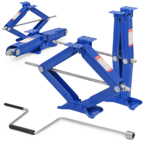 magshion 2.5 ton scissor jack set of 4, 5000lbs heavy duty car jack kit for changing tires tools, stabilizer leveling scissor jacks with handle, blue