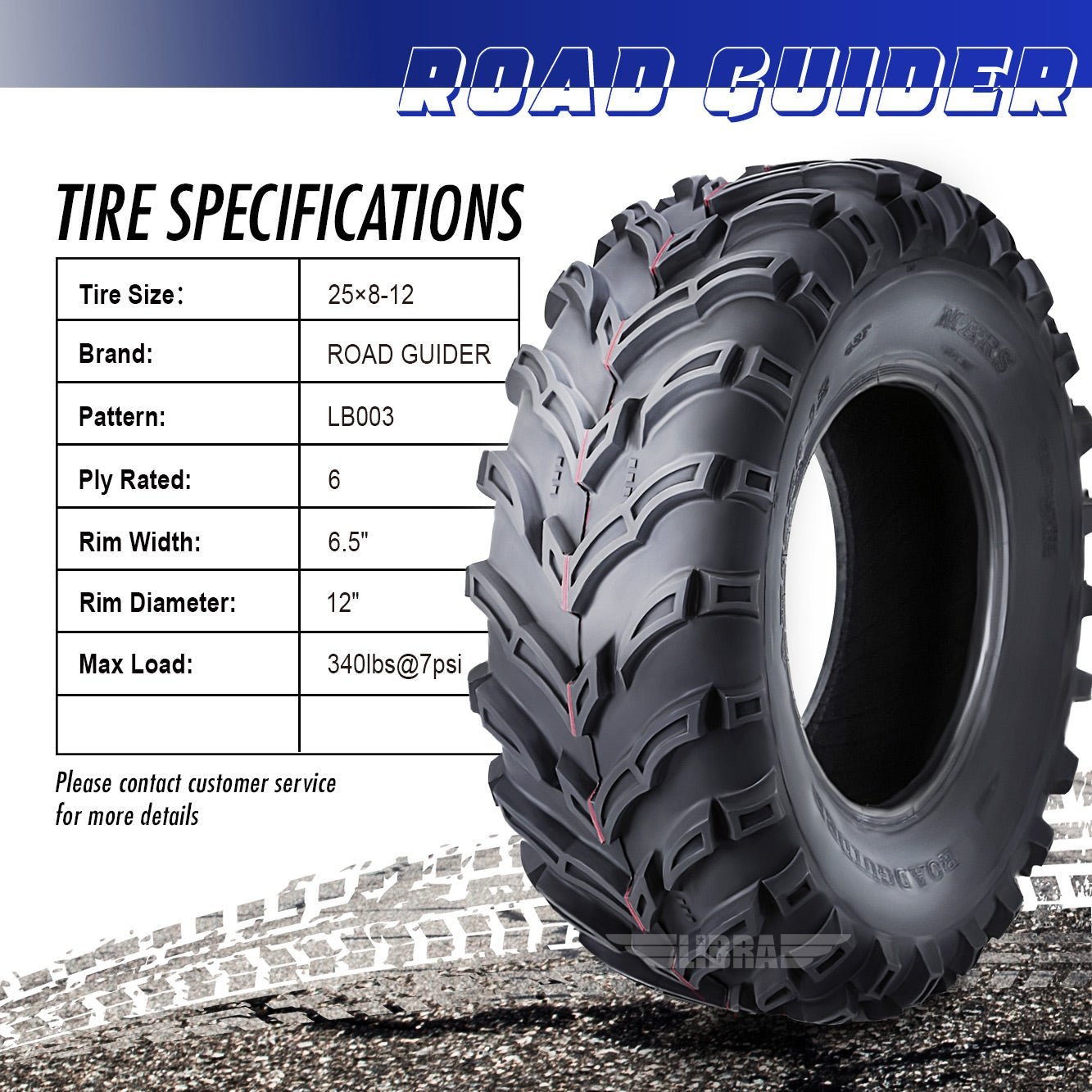 roadguider atv/utv tires 25×8 12 25x8x12 6pr 10272�� set 2 roadguider atv/utv tires 25×8 12 25x8x12 6pr 10272�� set 2