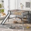 gray full size low loft bed with fun ladder and slide for kids‘ bedroom sturdy and stylish design space saving furniture solution for cozy sleep and play area gray full size low loft bed with fun ladder and slide for kids‘ bedroom sturdy and stylish design space saving furniture solution for cozy sleep and play area