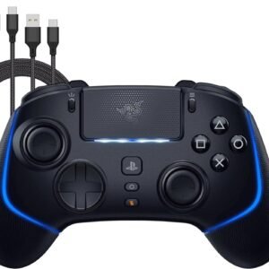 razer wolverine v2 pro wireless controller black hyperspeed, mecha tactile, rgb lights for ps5 & pc with 6ft type c cable bolt axtion bundle like new