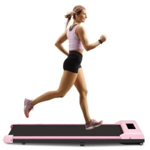 bigzzia walking pad under desk treadmill, treadmills with remote control & lcd display for home office, 265 lbs max weight, pink