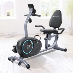 marnur recumbent exercise bike with 8 levels adjustable resistance, lcd monitor, pad holder, wheels