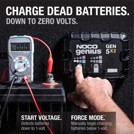 noco genius gen5x2 2 bank 10a (5a/bank) 12v onboard battery charger noco genius gen5x2 2 bank 10a (5a/bank) 12v onboard battery charger