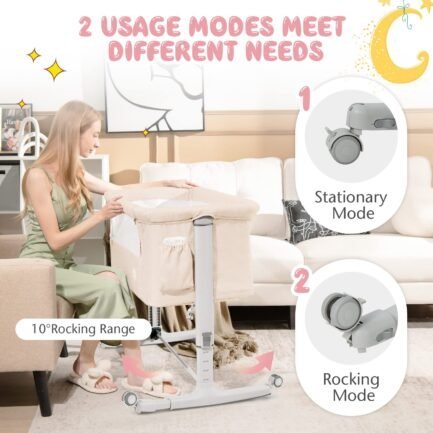 baby joy bassinet bedside sleeper, 3 in 1 folding crib w/adjustable height, mattress, lockable wheels, storage pocket & carry bag for infant newborn, stationary & rock, portable baby bassinet (beige) baby joy bassinet bedside sleeper, 3 in 1 folding crib w/adjustable height, mattress, lockable wheels, storage pocket & carry bag for infant newborn, stationary & rock, portable baby bassinet (beige)