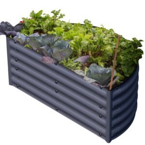 olle gardens 17″ tall semi round raised garden bed in midnight gray