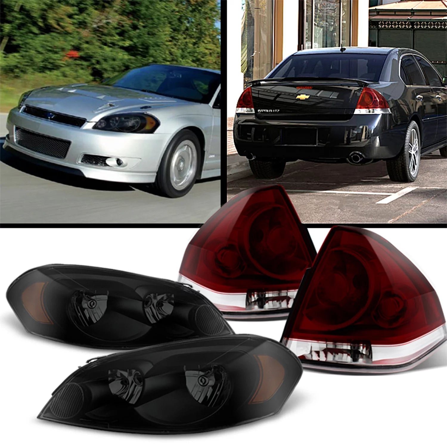 akkon – black smoked headlights + dark red smoke tail lamp fits 2006 2013 chevy impala 2014 2016 impala limited pair lh+rh akkon – black smoked headlights + dark red smoke tail lamp fits 2006 2013 chevy impala 2014 2016 impala limited pair lh+rh