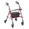 drive medical adjustable height aluminum frame rollator with 6 inch casters, red drive medical adjustable height aluminum frame rollator with 6 inch casters, red