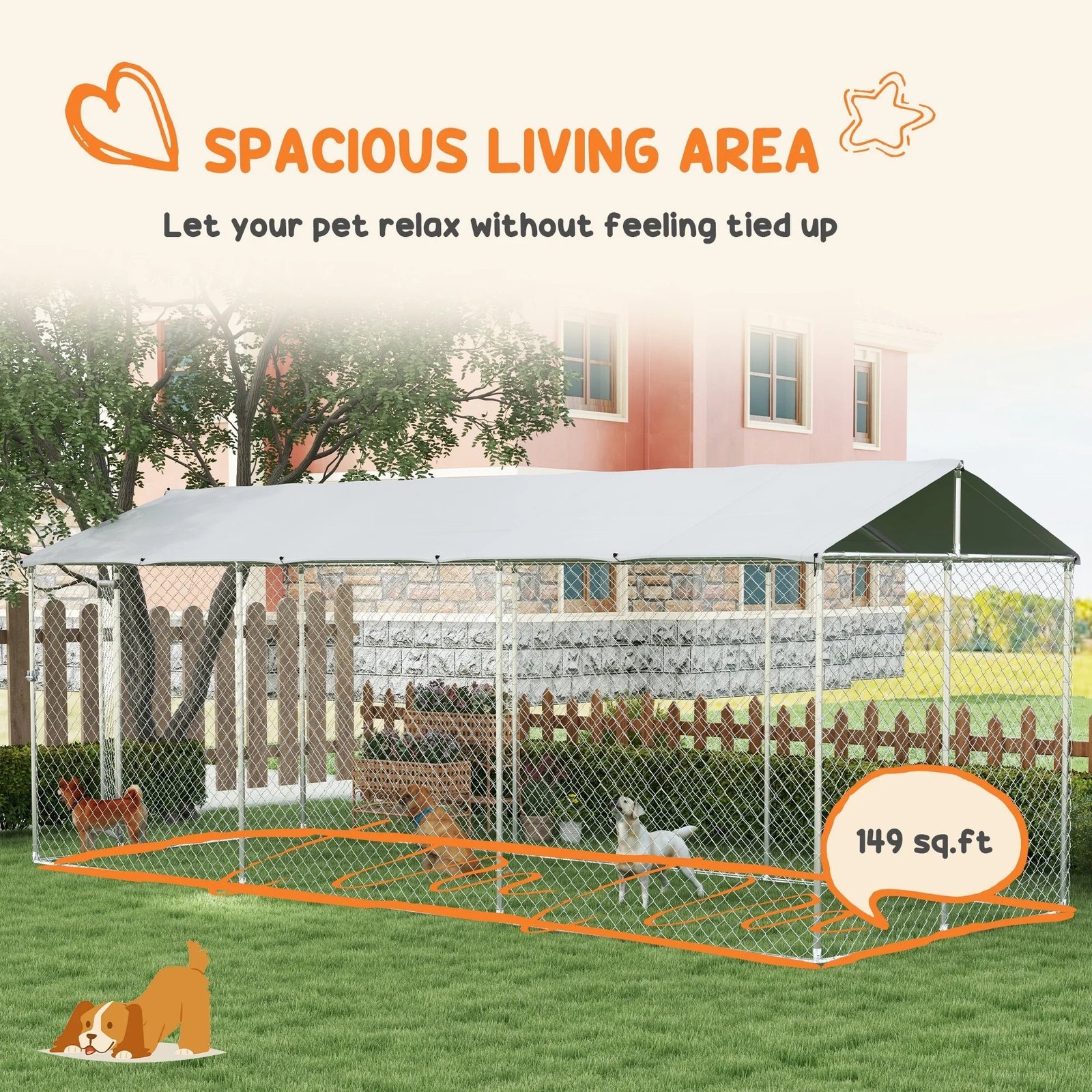 pawhut 19.7′ x 7.5′ x 7.5′ outdoor dog kennel w/ waterproof roof pawhut 19.7′ x 7.5′ x 7.5′ outdoor dog kennel w/ waterproof roof