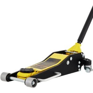 skyshalo low profile floor jack 3 ton (6600 lbs), dual piston quick lift pump, 19 11/16″ 3 6/11″ height lifting range, yellow+black, aluminum and steel hydraulic racing floor jack