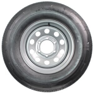 radial trailer tire on rim st225/75r15 225/75 15 15 d 6 lug wheel silver modular