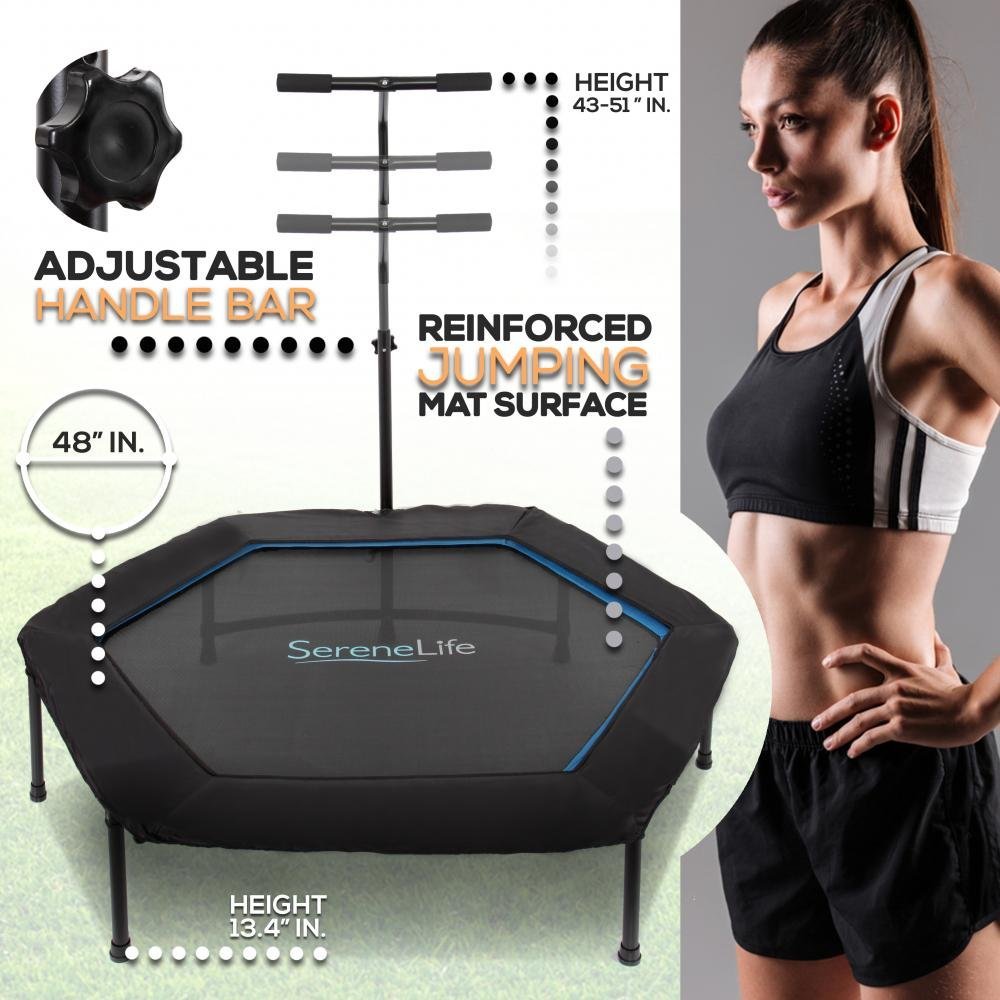 serenelife slelt518 pro aerobics fitness trampoline portable gym sports trampoline with adjustable handrail serenelife slelt518 pro aerobics fitness trampoline portable gym sports trampoline with adjustable handrail