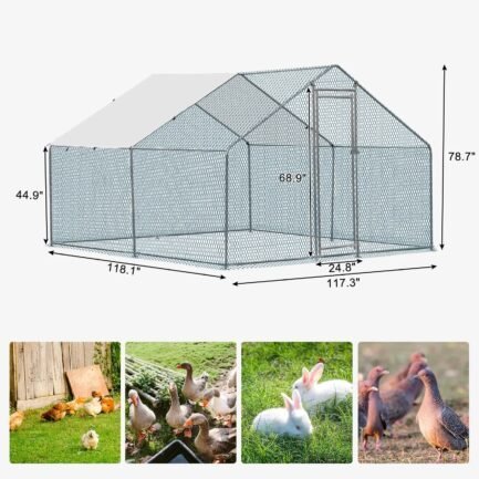 10 x 10 ft large metal chicken coop, walk in poultry cage chicken hen run house with waterproof cover, rabbits cats dogs farm pen for outdoor backyard farm garden 10 x 10 ft large metal chicken coop, walk in poultry cage chicken hen run house with waterproof cover, rabbits cats dogs farm pen for outdoor backyard farm garden