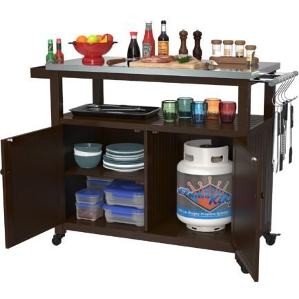 gdlf outdoor storage cabinet solid wood prep grill table with stainless steel top waterproof cover dark brown gdlf outdoor storage cabinet solid wood prep grill table with stainless steel top waterproof cover dark brown