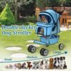 dkelincs 4 wheels pet stroller folding dog cat stroller travel carrier with cup holder & storage basket, blue dkelincs 4 wheels pet stroller folding dog cat stroller travel carrier with cup holder & storage basket, blue