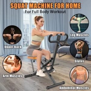 ace fit 1 year warranty,foldable,250 lbs,35.43″l x 22.83″w x 43.70″h,squat machine for home,assist trainer for glutes with resistance bands,ab back/leg press hip thrust for home office gym(black)