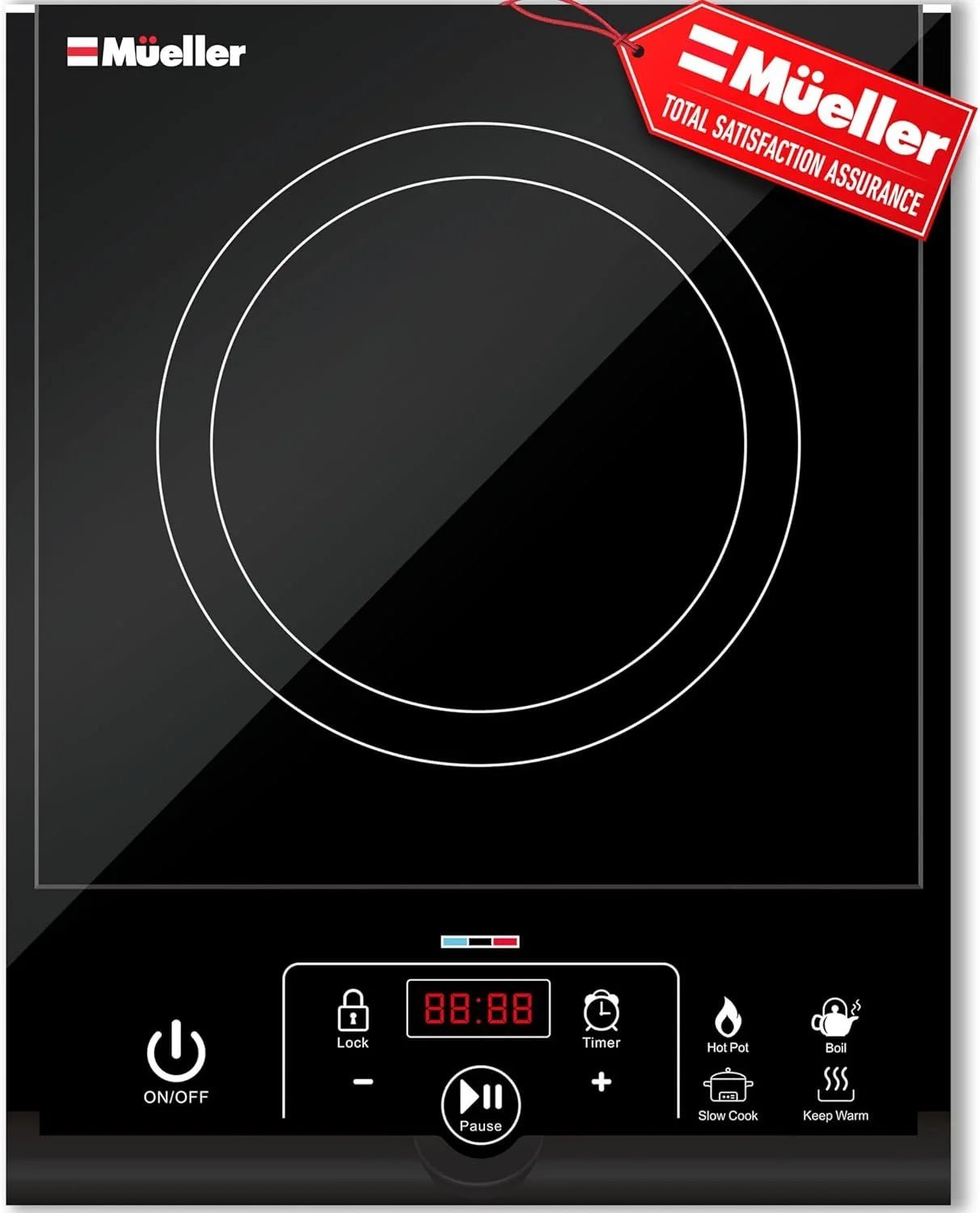 rapidtherm portable induction cooktop hot plate countertop burner 1800w, 8 temp levels, timer, auto shut off, touch panel, led display, auto pot detection, child safety lock, 4 preset programs rapidtherm portable induction cooktop hot plate countertop burner 1800w, 8 temp levels, timer, auto shut off, touch panel, led display, auto pot detection, child safety lock, 4 preset programs