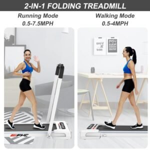 dcenta fyc 2 in 1 under desk treadmill – 2.5 hp folding treadmill for home, installation free foldable treadmill compact electric running machine, remote control & led display walking running joggi