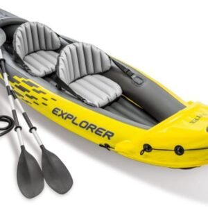 Store explorer k2 kayak, 2 person inflatable kayak set with aluminum oars and high output air pump