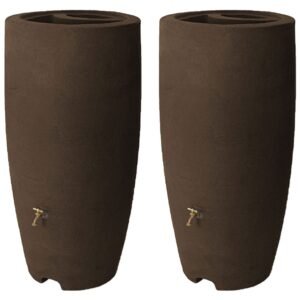 algreen athena 80 gallon rain water collection drum barrel, brownstone (2 pack)