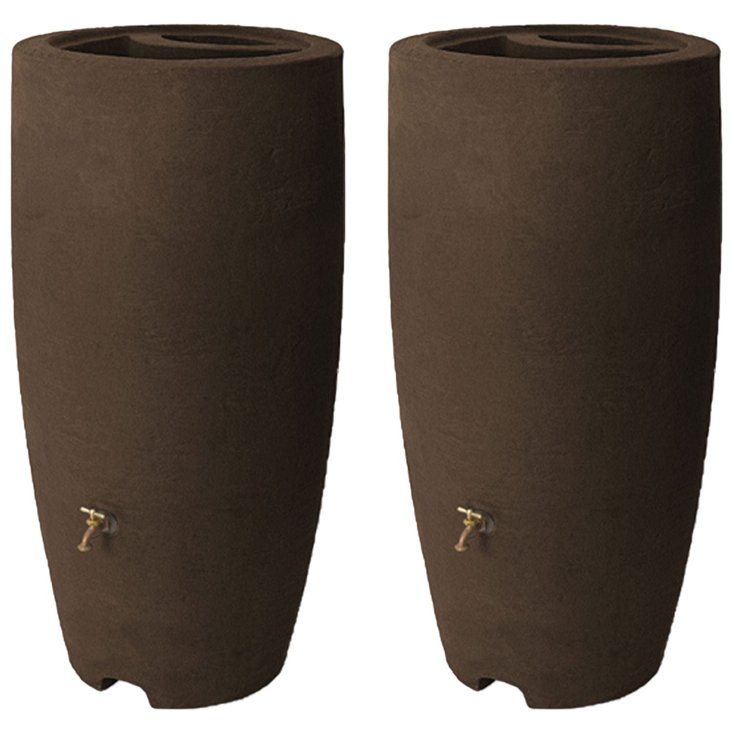 algreen athena 80 gallon rain water collection drum barrel, brownstone (2 pack) algreen athena 80 gallon rain water collection drum barrel, brownstone (2 pack)