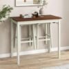 3 piece bar table set – counter height pub table w/ 2 stools, 2 wine holders, rubber wooden legs, space saving dinette table set for bar, kitchen, living room, cream white & walnut 3 piece bar table set – counter height pub table w/ 2 stools, 2 wine holders, rubber wooden legs, space saving dinette table set for bar, kitchen, living room, cream white & walnut