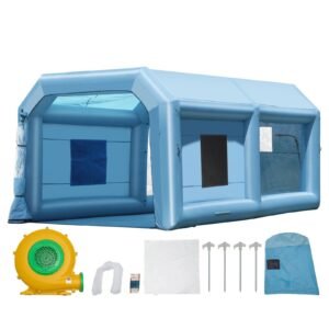skyshalo portable spray shelter, 21×13.5×9.8 ft, includes 1100w blower & filtration system, ideal for mid size vehicles & bulky furniture