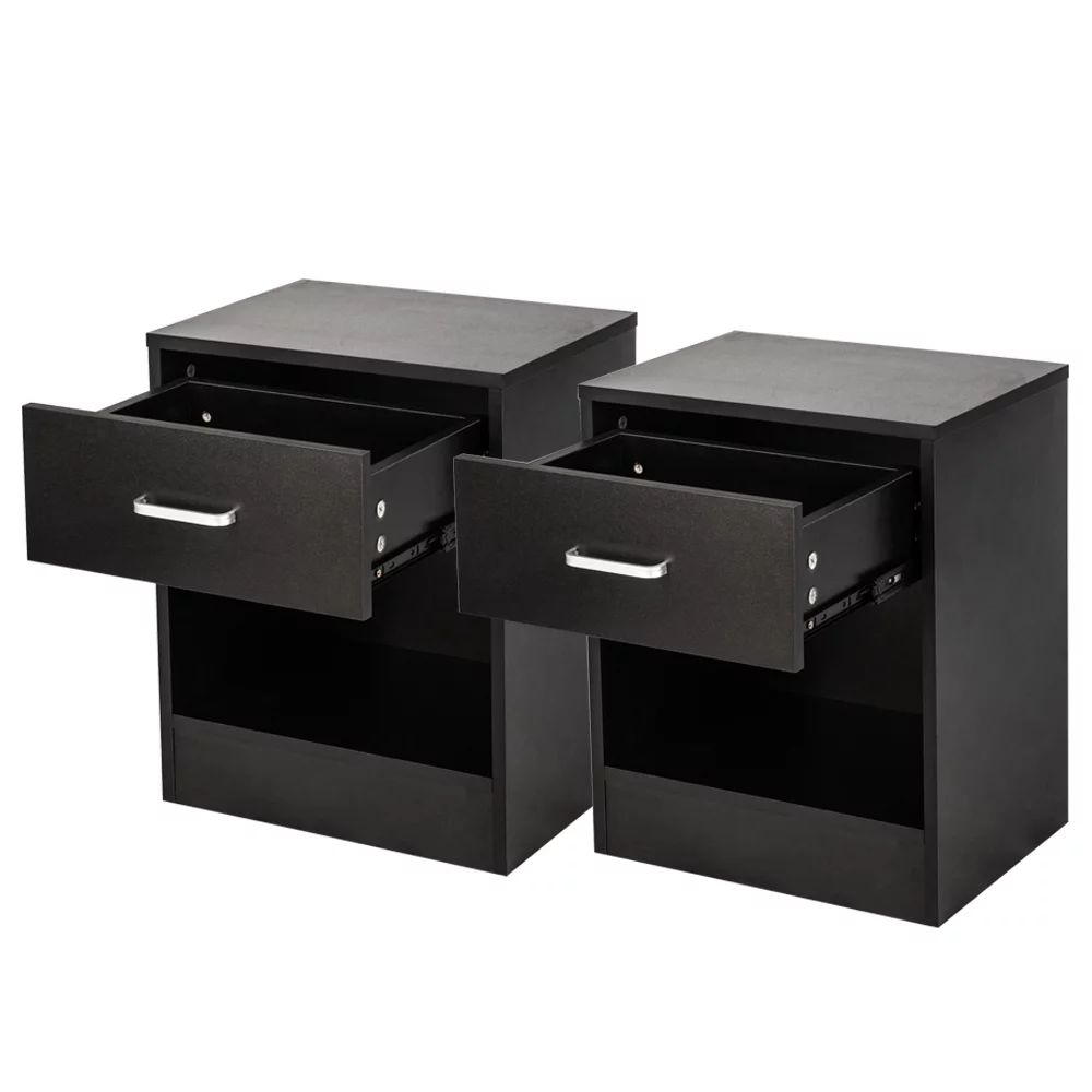 ubesgoo set of 2 nightstand, bedside table with 1 drawer and 1 storage cabinet, wooden night table, black ubesgoo set of 2 nightstand, bedside table with 1 drawer and 1 storage cabinet, wooden night table, black