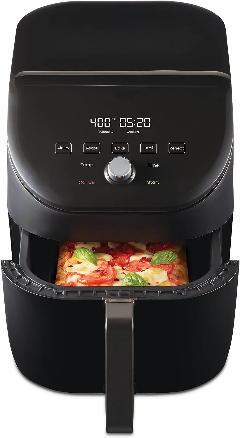 slim xl 6qt air fryer that crisps, roasts, reheats, bakes, broils & is quiet, space saving, nonstick, dishwasher safe, 100+ in app recipes,black slim xl 6qt air fryer that crisps, roasts, reheats, bakes, broils & is quiet, space saving, nonstick, dishwasher safe, 100+ in app recipes,black