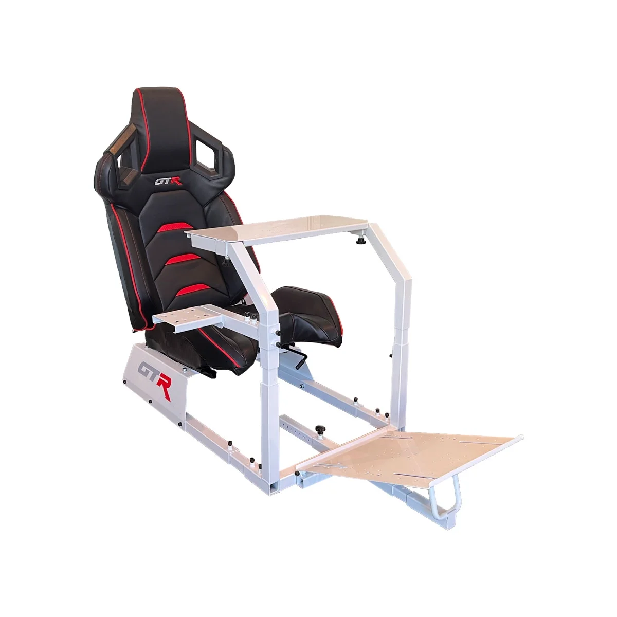 gta model racing simulator cockpit white frame with black/red pista adjustable leatherette racing seat gta model racing simulator cockpit white frame with black/red pista adjustable leatherette racing seat