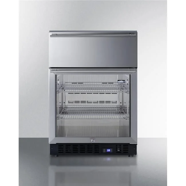 24 in. wide built in commercial beverage refrigerator with top drawer, stainless steel 24 in. wide built in commercial beverage refrigerator with top drawer, stainless steel