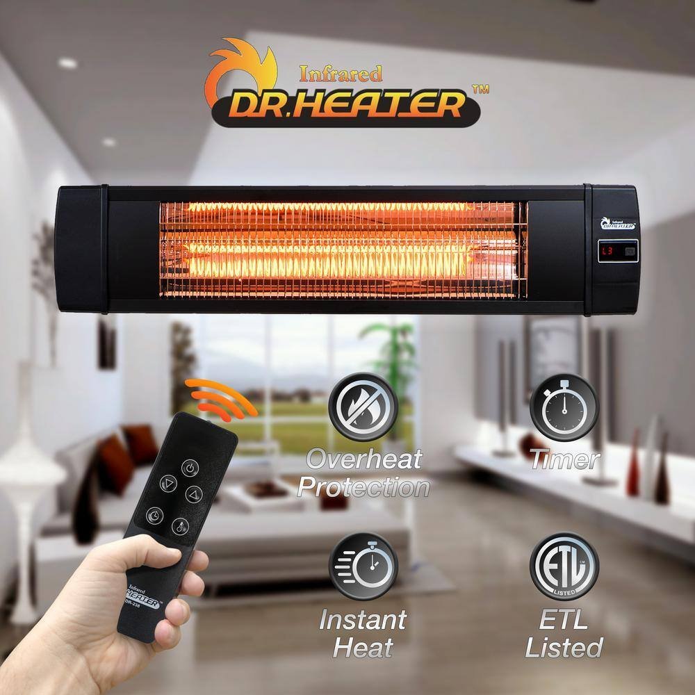 dr infrared heater 1500 watt electric carbon infrared space heater indoor outdoor patio garage wall or ceiling mount with remote black dr 238 dr infrared heater 1500 watt electric carbon infrared space heater indoor outdoor patio garage wall or ceiling mount with remote black dr 238