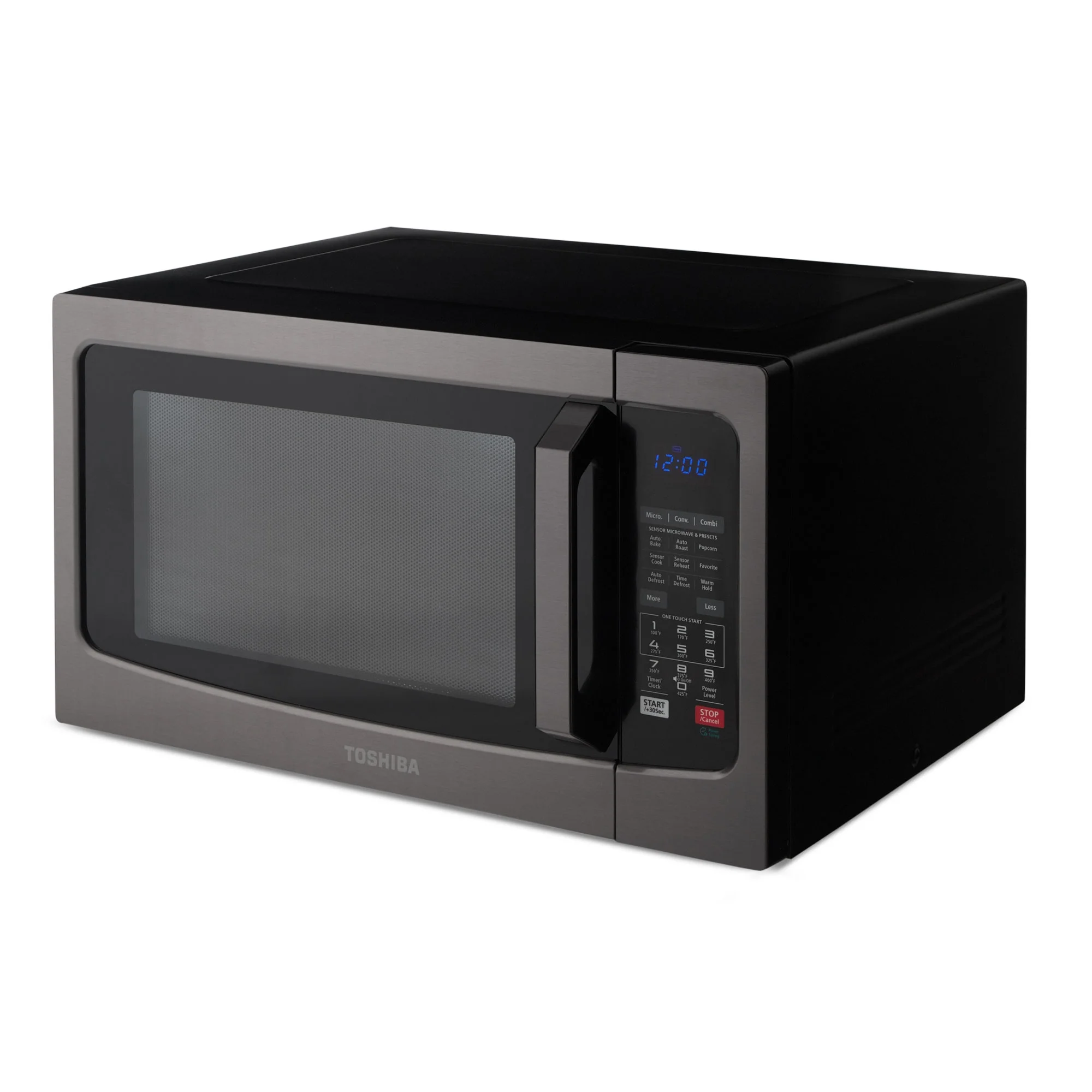 toshiba smart sensor led light 1.5 ft stainless convection microwave oven, black toshiba smart sensor led light 1.5 ft stainless convection microwave oven, black