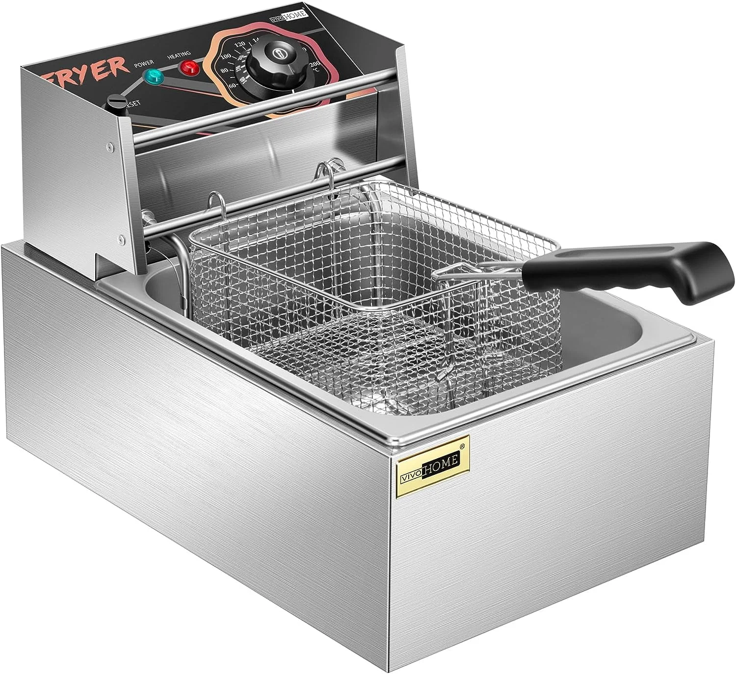 vivohome 2500w 10.6 qt electric deep fryer with 6.3 qt removable basket, temperature adjustable 140 392℉ vivohome 2500w 10.6 qt electric deep fryer with 6.3 qt removable basket, temperature adjustable 140 392℉