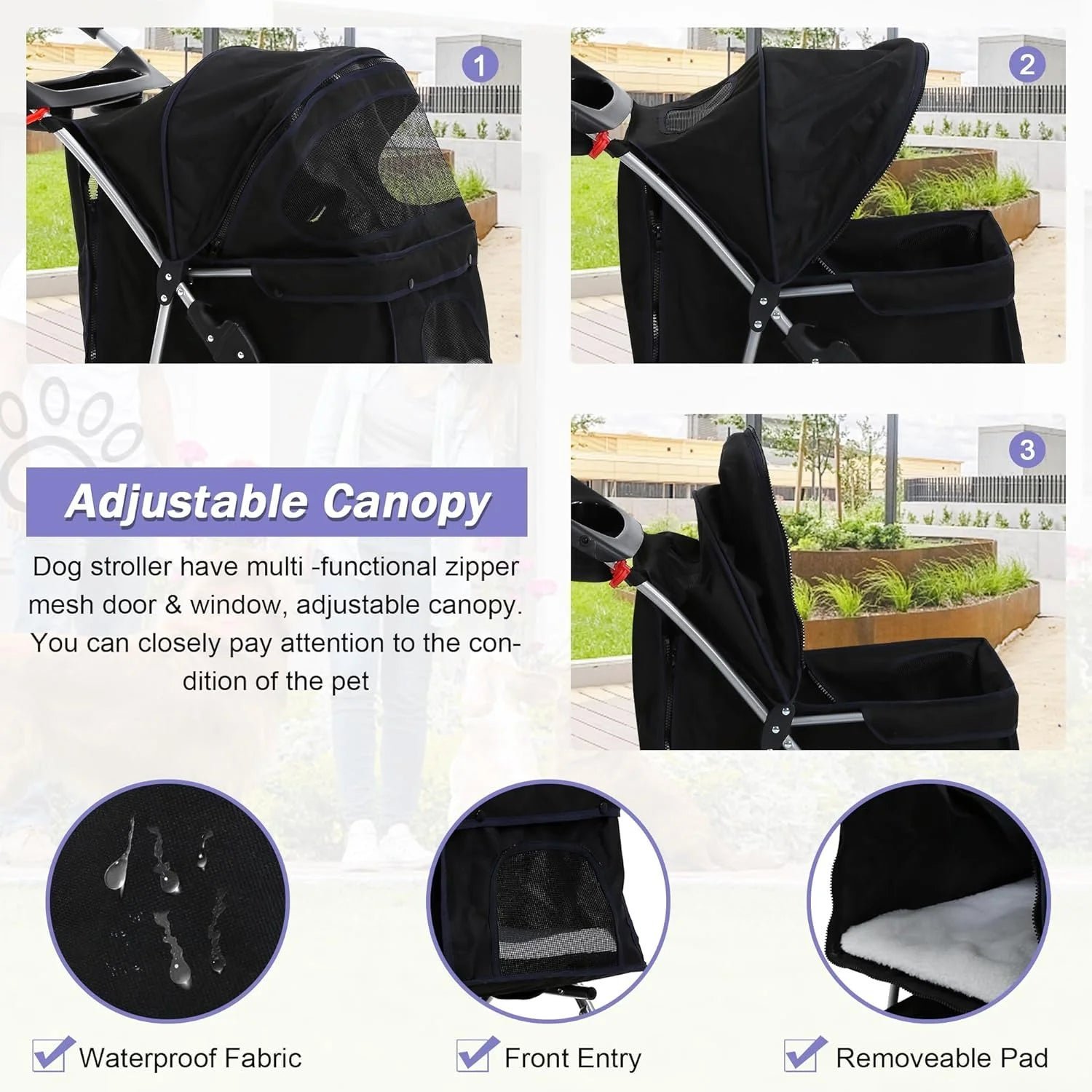 dog stroller folding pet stroller 4 wheels cat stroller foldable stroller waterproof travel carrier strolling cart for puppy jogger stroller w/cup holder & storage basket, black dog stroller folding pet stroller 4 wheels cat stroller foldable stroller waterproof travel carrier strolling cart for puppy jogger stroller w/cup holder & storage basket, black